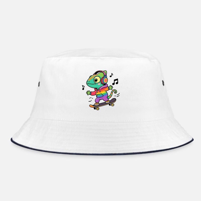 Regenbogen-Chamäleon auf Schlittschuh Bucket Hat