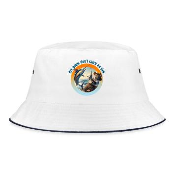 Dry Pants don't catch no Fish! - Bucket Hat - white/navy - Front