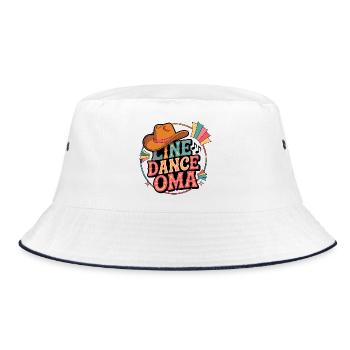 Line Dance Oma Retro - Bucket Hat - Weiß/Navy - Vorne