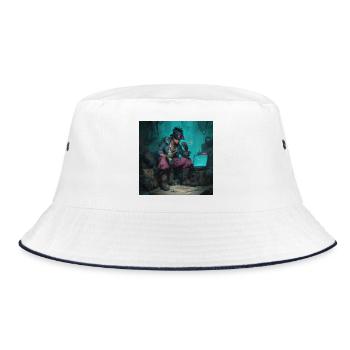 Lucky Cyberpirate Portrait - Bucket Hat - white/navy - Front