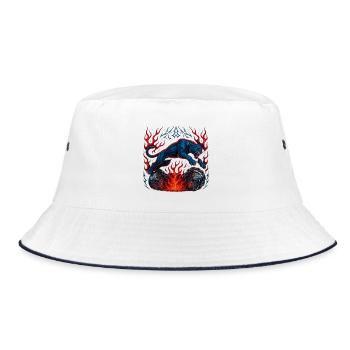 Blue panther over flames - Bucket Hat - white/navy - Front
