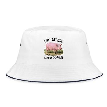 Everything is good in the Pig! - Bucket Hat - white/navy - Front