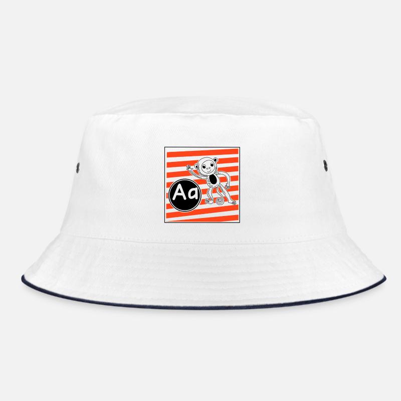 A for Monkey Learning Letters in Primary School - Bucket Hat - white/navy