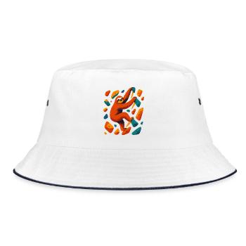 Bouldering Sloth Climbing Hall Gift - Bucket Hat - white/navy - Front