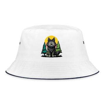 Wood wolf in the circle of the sun - Bucket Hat - white/navy - Front