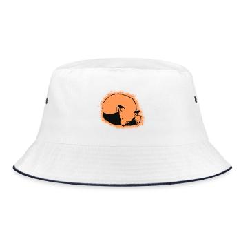 Fuchs schlafend: Niedlich, Kawaii & Comic Stil - Bucket Hat - Weiß/Navy - Vorne