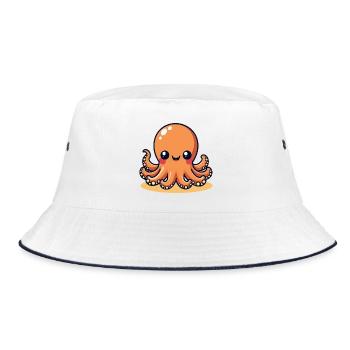 Cute Calamar Pieuvre souriante Kawaii - Bob - blanc/marine - Devant