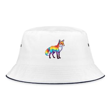 Buntes Fuchs-Regenbogen-Pop-Art-Aquarell - Bucket Hat - Weiß/Navy - Vorne
