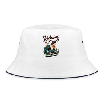 Cadeau de fille pin-up pour voitures vintage rockabilly - Bob - blanc/marine - Devant