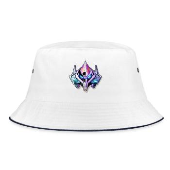 Neon Mech Warrior Helmet - Bucket Hat - white/navy - Front