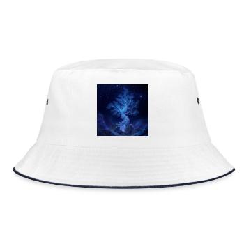 Blue Lightning Tree Night Art - Bucket Hat - white/navy - Front