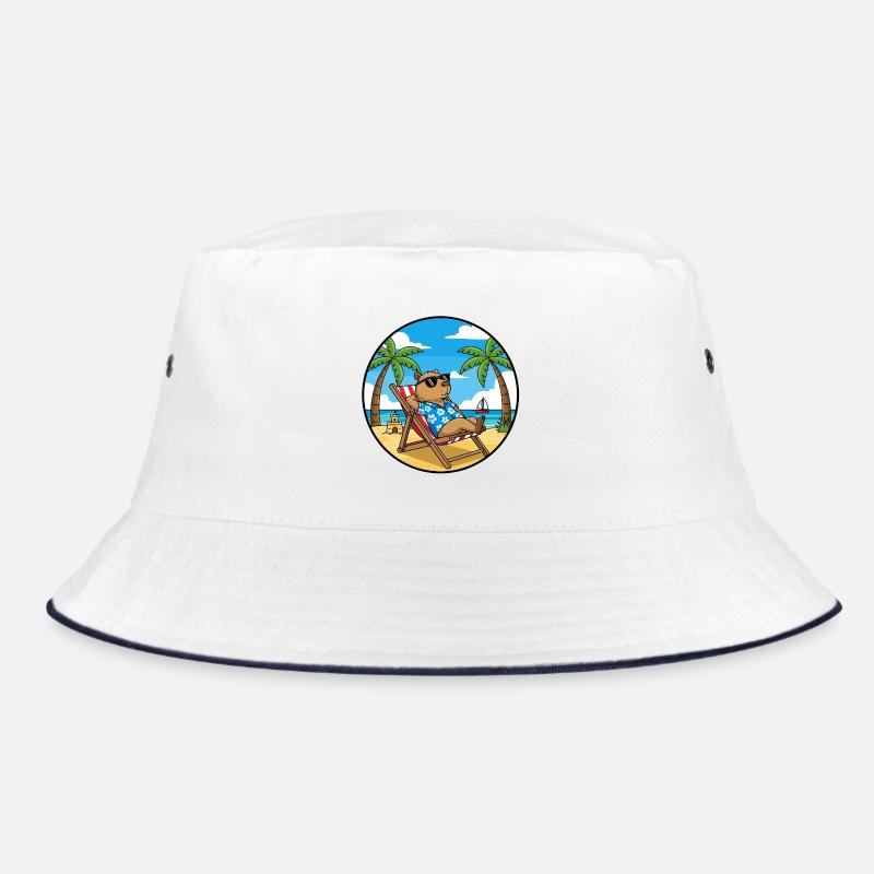 Chill Capybara Beach Vacation Summer Vibes Bucket Hat