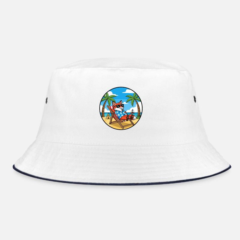 Cool Fox Beach Vacation Summer Vibes Bucket Hat