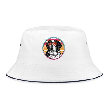 Sun dog in retro summer - Bucket Hat - white/navy - Front