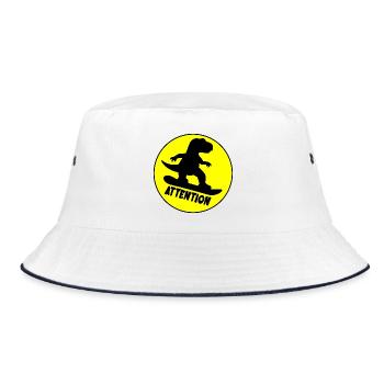 Attention Snowboarding Dinosaur - Bucket Hat - white/navy - Front