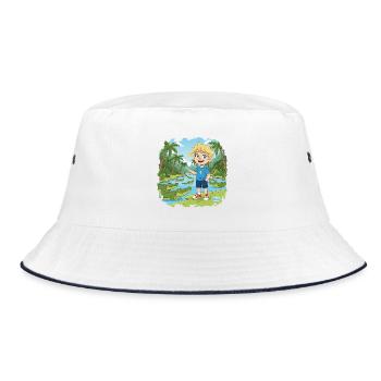 Bouno der Abenteurer im Krokodil-Sumpf - Bucket Hat - Weiß/Navy - Vorne