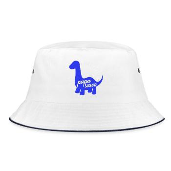 Papasaur T-Rex Dinosaur Fatherhood Daddysaur - Bucket Hat - white/navy - Front