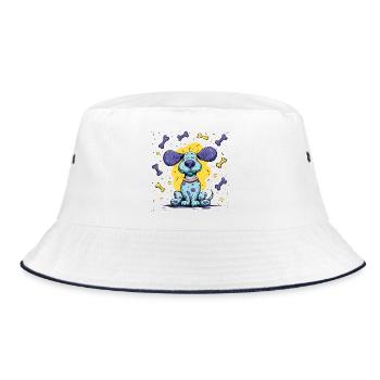 Sternenhund im bunten Orbit - Bucket Hat - Weiß/Navy - Vorne