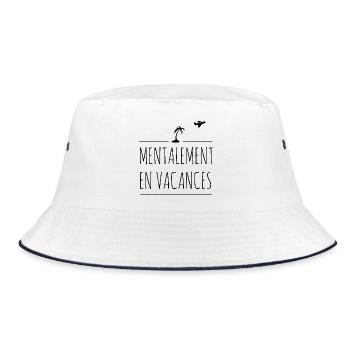 Geistig im Urlaub - Bucket Hat - Weiß/Navy - Vorne