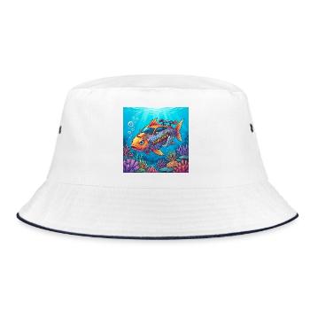 Tuning Fish - Bucket Hat - white/navy - Front