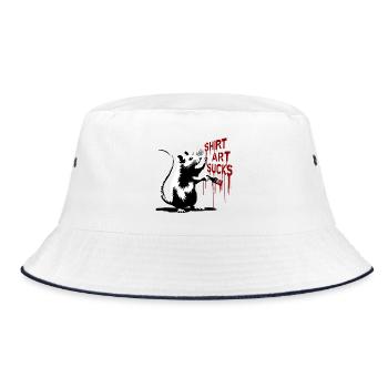 Rat graffiti avec un pinceau « L’art du t-shirt craint » - Bob - blanc/marine - Devant