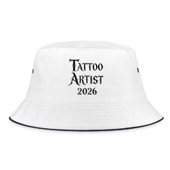 Tattoo Artist 2026 – cooles Schriftmotiv - Bucket Hat - Weiß/Navy - Vorne