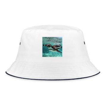 Pinguin Unterwasser Türkis Ozean Natur Design - Bucket Hat - Weiß/Navy - Vorne