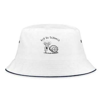 Ach Du Schneck Lustiger Spruch Doodle - Bucket Hat - Weiß/Navy - Vorne