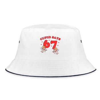 Cupid Says 67 – loving Cupid design - Bucket Hat - white/navy - Front