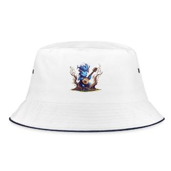 Lutin bleu avec luth dans la forêt - Bob - blanc/marine - Devant