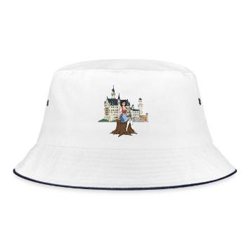 Bayerisches Pin-up für Neuschwanstein - Bucket Hat - Weiß/Navy - Vorne