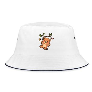Little bear on swing - Bucket Hat - white/navy - Front