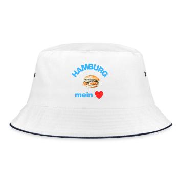 Hamburg ❤️ , Fish Rolls Love! Fischkopp - Bucket Hat - white/navy - Front