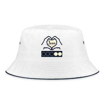 Biathlon-Liebe – Herzhände - Bucket Hat - Weiß/Navy - Vorne