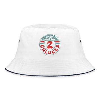 Level 2 Unlocked – Cool Gamer Birthday Design - Bucket Hat - white/navy - Front