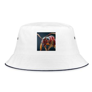 Ants Macro Portrait Realistic Wildlife - Bucket Hat - white/navy - Front