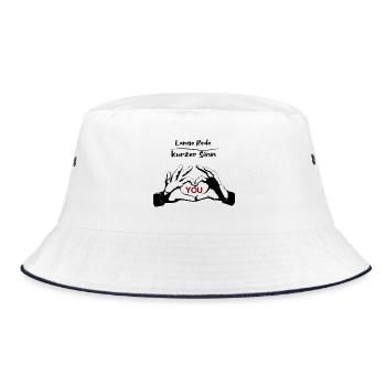 Rotes YOU Typografie auf Schwarz - Bucket Hat - Weiß/Navy - Vorne