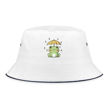 Grenouille mignonne sous la pluie – Animal kawaii - Bob - blanc/marine - Devant