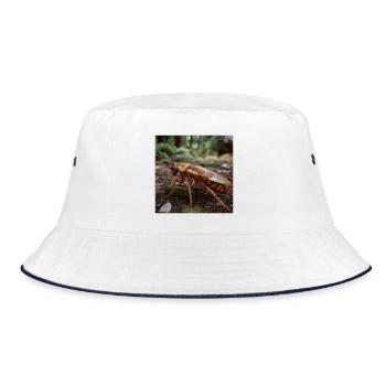 Realistic Cockroach – Macro Insect Design - Bucket Hat - white/navy - Front