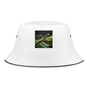 Praying mantis Makro – Elegant mantis - Bucket Hat - white/navy - Front