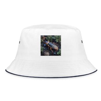Wood cockroach in detail – Realistic insect macro - Bucket Hat - white/navy - Front