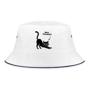 MEINE KATZE IST MEIN THERAPEUT😻 CATLOVER FELLNASE - Bucket Hat - Weiß/Navy - Vorne
