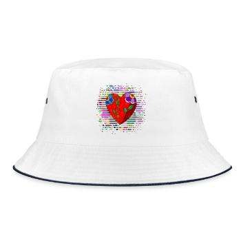 Heart - Bucket Hat - white/navy - Front
