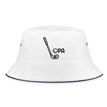 Golf Opa Golfschläger - Bucket Hat - Weiß/Navy - Vorne