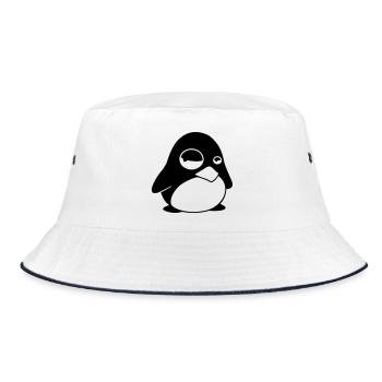 Grumpy Tux – Funny Linux Penguin for Nerds - Bucket Hat - white/navy - Front