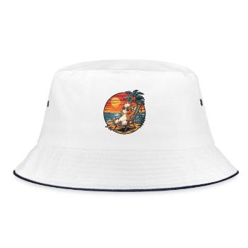 Funny Ponny on Beach Summer Vacation Sunset - Bucket Hat - white/navy - Front