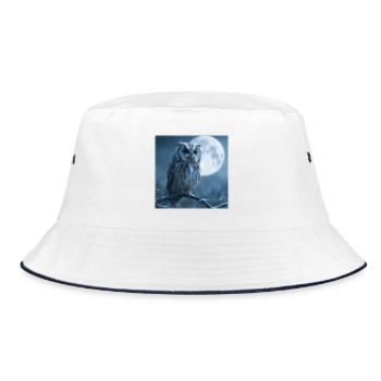 Schnee-Eule Vollmond Magische Winternacht - Bucket Hat - Weiß/Navy - Vorne