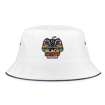 Black History Month Gaming Controller Retro - Bucket Hat - white/navy - Front