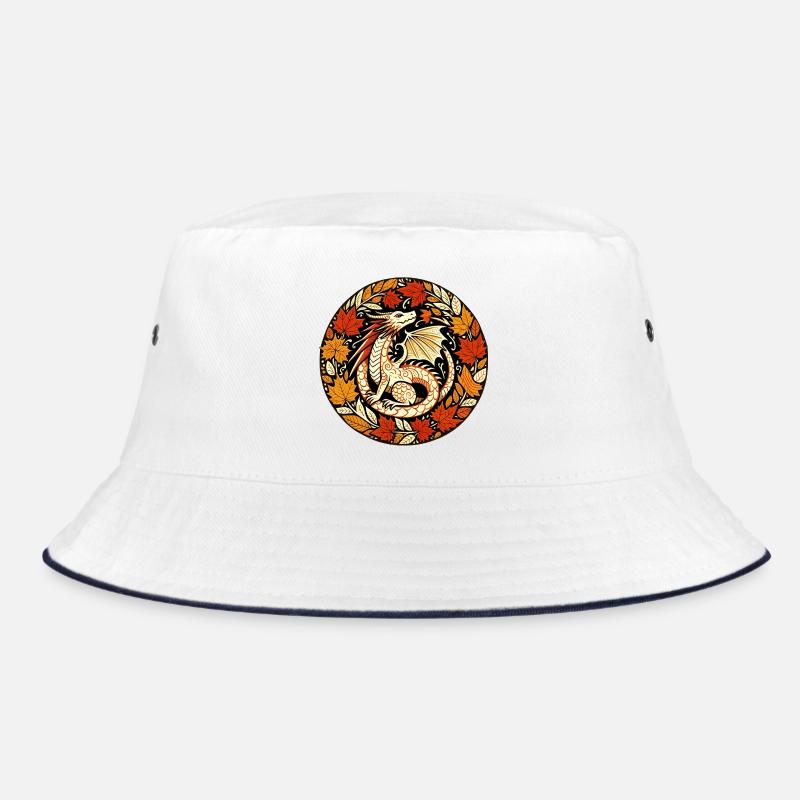 Autumn Dragon Circular Leaf Pattern Bucket Hat