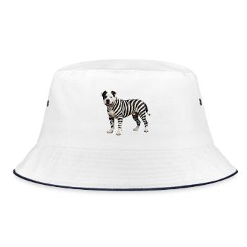 Pitbull in zebra look: Cool urban hybrid design - Bucket Hat - white/navy - Front